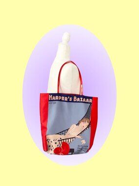 vintage estee lauder harper's bazaar magazine cover graphic tote bag